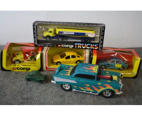 Four boxed Corgi diecast models to include 1167 Mercedes-Benz L Artic Tanker, 276 Triumph Acclaim, (tears and dents to box) 4