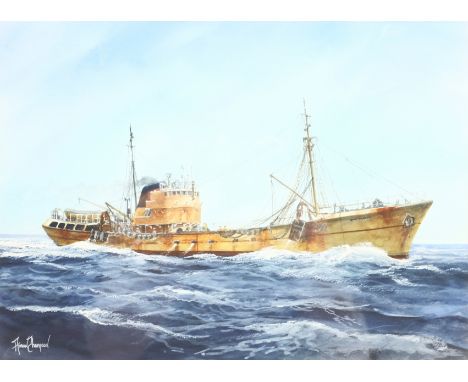 Adrian Thompson (British 1960-): 'Northella' Ship's Portrait, watercolour and gouache signed, titled verso 26cm x 36cm - Cond