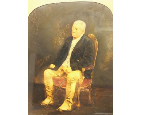 English School (19th century): Portrait of a Seated Gentleman, oil on board unsigned 52cm x 40cm - Condition Report 