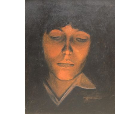 H Heisenzahl (20th century): Portrait of a Young Man under Candlelight, oil on board indistinctly signed 33cm x 26cm - Condit