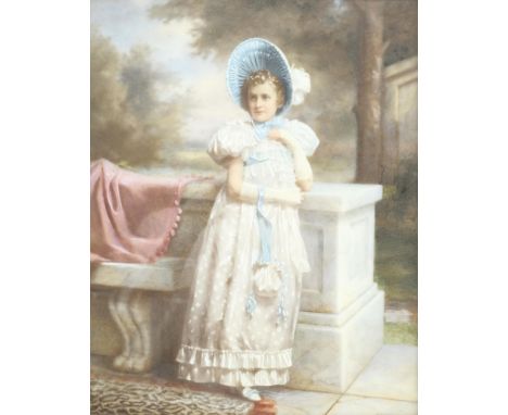 English School (Early 20th century): Portrait of a Lady with Bonnet, overpainted photographic negative on glass unsigned, sty
