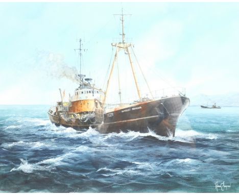 Adrian Thompson (British 1960-): 'Somerset Maugham' Ship's Portrait, watercolour and gouache signed, titled verso 37cm x 46cm