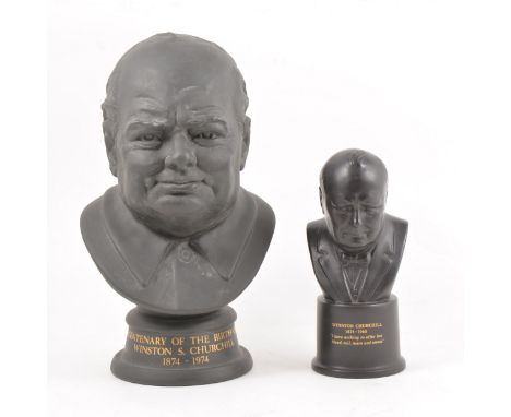 Royal Doulton bust of Churchill, model number 253, 28cm, and a Wedgwood nust of Churchill after a design by Machin, (2).