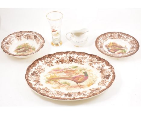 Royal Worcester Palissy "Game Series" dinner service, Royal Doulton "Cadence" teaset, Royal Albert "Braemar" coffee set, hunt