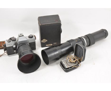 Vintage cameras; including Patrika MTL 5 SLR 35mm camera (a/f), with selection of lenes; including Prinz Galaxy f=400mm, Tayl