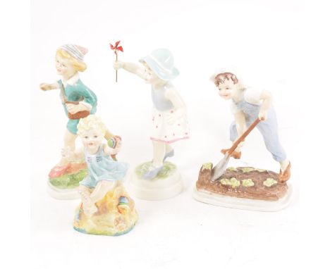 Four Royal Worcester figures, Thursday's Child, 19cm, Saturday's Child, Sunday's Child, (two versions), (4).