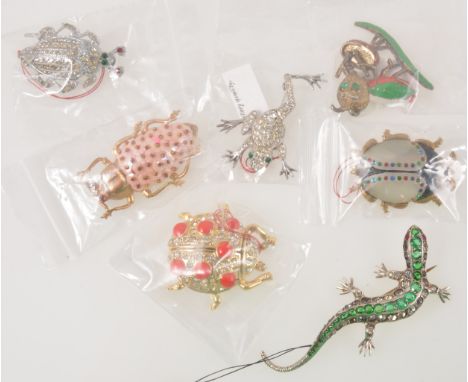 Twenty-eight vintage bug brooches and pins, mostly 1930's Czechoslovakia factories, ladybirds set with paste, other simulated