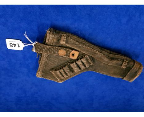 SINGLE 1937 PATTERN WEB TANK CREW HOLSTER.  ALL THE WEBBING WAS DYED BLACK BY MEMBERS OF THE ROYAL TANK REGIMENT (RTR) AS WAS