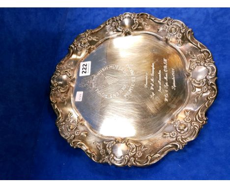 QUEENS ROYAL IRISH HUSSARS SILVER PLATED TRAY