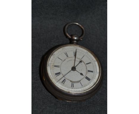 Watches - a patent chronometer silver pocket watch, cream white dial, Roman numerals, minute track, centre seconds, key wind 
