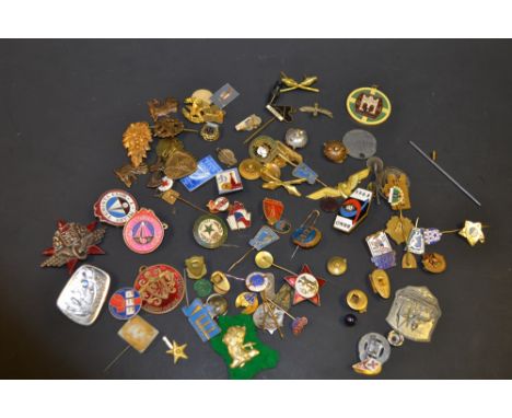 A collection of enamel football badges and pins, mostly mid-20th century Czech and Soviet Union
