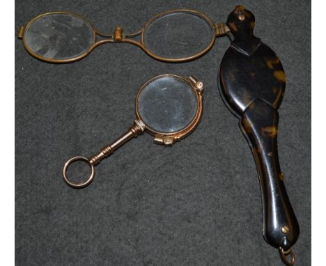 A 19th century tortoiseshell and gold-plated lorgnette   