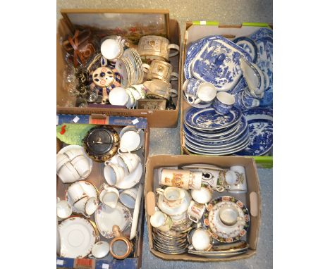 Ceramics and glass - blue and white meat plate and tureens; Edwardian tea service; Noritake biscuit barrel; commemorative etc