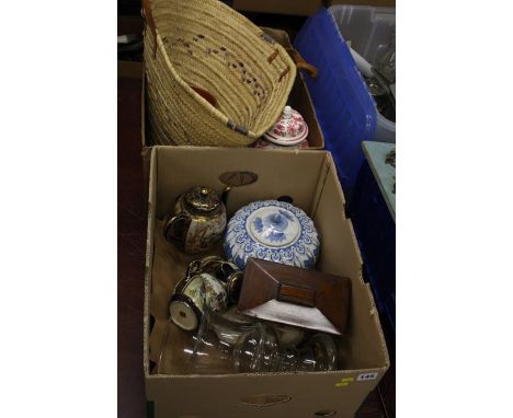 2 boxes including a tea caddy etc.
