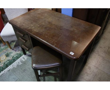 Oak desk and stool