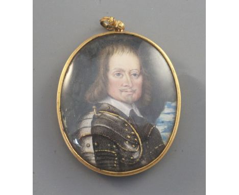 19th century English Schoolwatercolour and gold on vellumPortrait of a gentleman in armour2 x 1.75in., gilt metal framehttps: