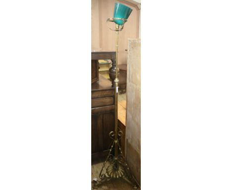 A late Victorian brass telescopic lamp standard