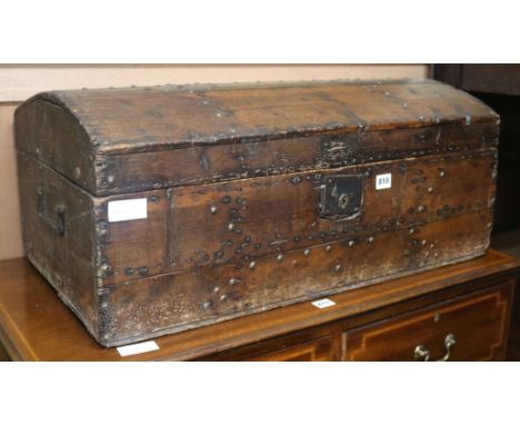 A Spanish Colonial dome top pine trunk, W.76cm