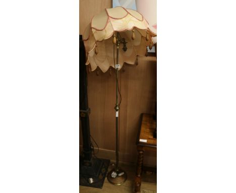 A brass standard lamp, base W.22cm
