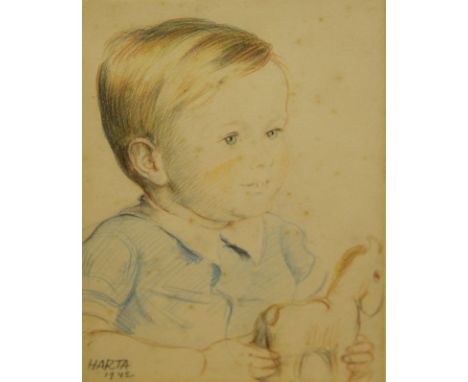 Felix A. Harta (1884-1968)pastel,Portrait of a child,signed and dated 1942,15 x 11in.