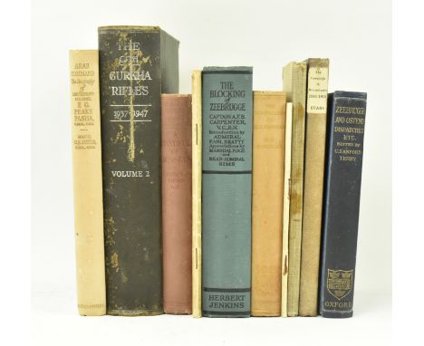 Military interest. A collection of ten books relating to various wars, including the First World War and Second World War. Th