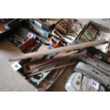 Tray containing various saws, hacksaws and spirit levels. NO VAT