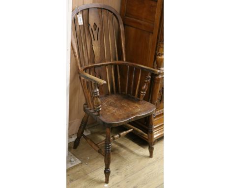 A Victorian stick-back ash, elm and beech high-back Windsor chair