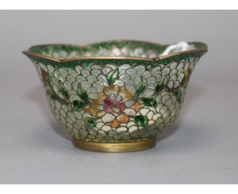 A plique à jour enamel bowl