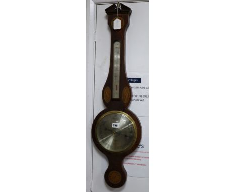 A shell inlaid mahogany barometer W.26cm