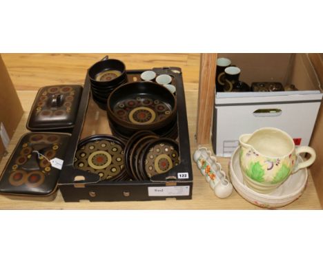 A collection of Denby Arabesque tableware and sundry ceramics, the Denby comprising six dinner plates, six dessert plates, si