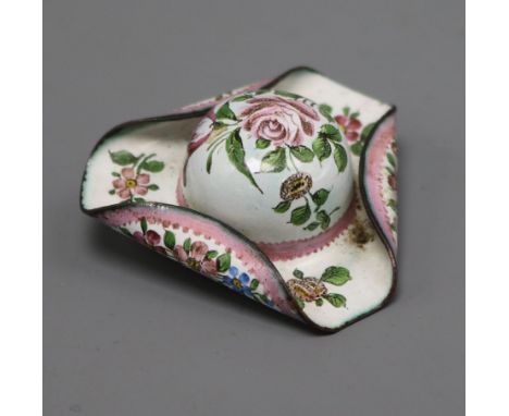 A French enamel on copper tricorn hat patch box
