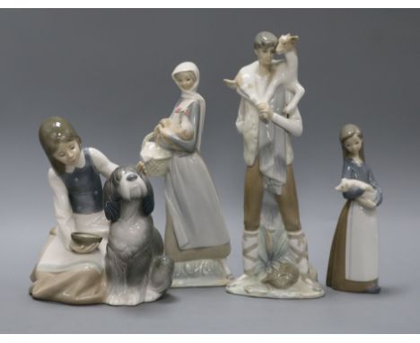 Four Lladro figures of children tallest 27cm