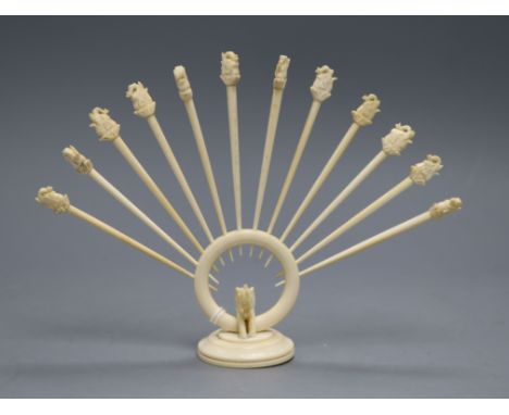 A Ceylonese ivory cocktail stick holder, 1930s