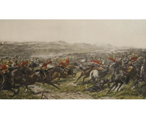 G.D. Giles, coloured lithograph, The charge of the Heavy Brigade, 61 x 95cm