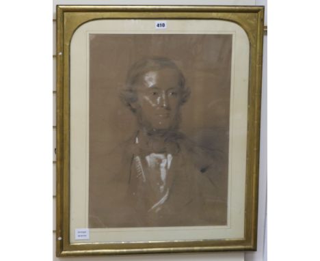 Victorian School, pencil and chalk, portrait of a gentleman 56 x 40cm.