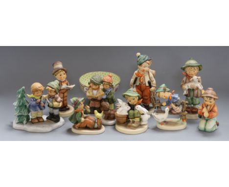 A Sevres-style bowl and nine figures, the majority Hummel