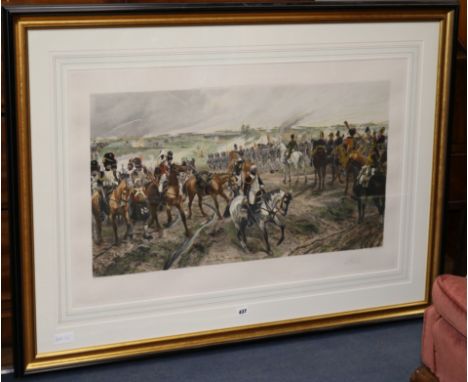 After Caton Woodville, coloured lithograph, '1815', 60 x 93cm