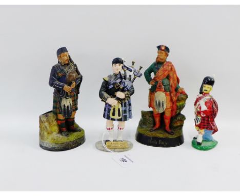 Rob Roy painted plaster figure, together with Scotch Piper, Argyle and Sutherland Piper and another, tallest 18cm, (4)