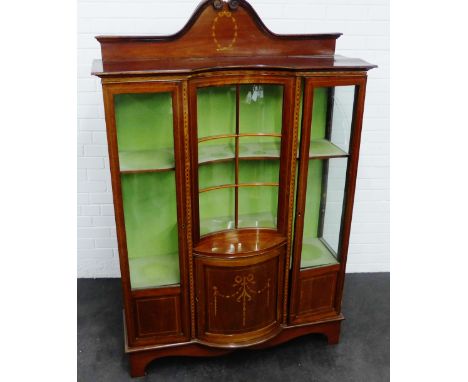 Edwardian mahogany and  inlaid display cabinet on bracket feet, 170 x 114cm 