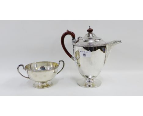 George V silver teapot and twin handled sugar bowl, Glasgow 1934 (2) 