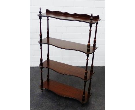 Mahogany serpentine wall hanging shelf, 75 x 50cm 