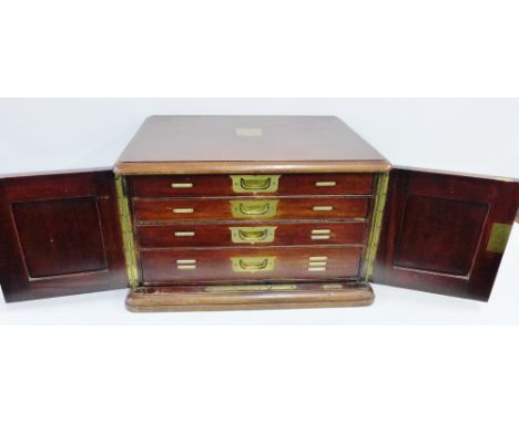 Edwardian mahogany four drawer cutlery canteen box containing a part suite of silver&nbsp; Old English thread pattern flatwar