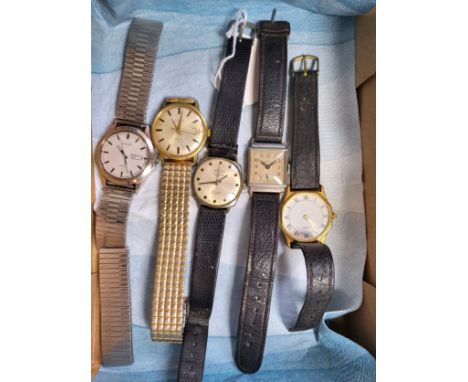 Five vintage wrist watches to include a Rotary Ladysport, 17 Jewelled manual wind, a Jnomatic 1960's 25 Jewelled, Automatic D