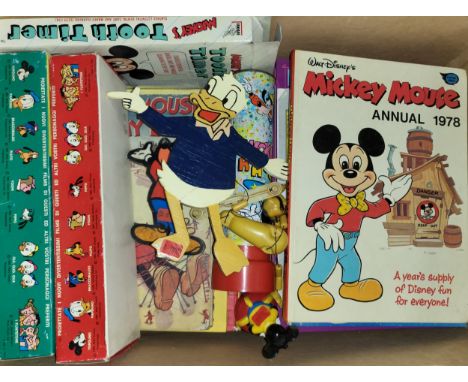 Mickey Mouse Annuals, Disneyland Annuals, Mickey's Kaleidoscope four figures and two packets of projector slides for Walt Dis