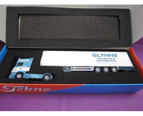 A Tekno 1:50 scale diecast, Scania fridge trailer, Glynns Transport & Distribution, Irish Collection, with mirrors, boxed 557