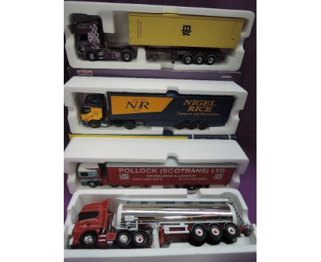 Four Corgi 1:50 scale diecasts, Nigel Rice, with mirrors, limited edition 1861/2490 boxed 75605, Pollock (AF), no mirrors or 