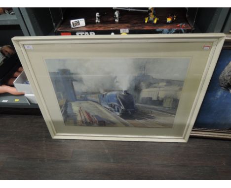 A pastel sketch, Locomotive leaving station