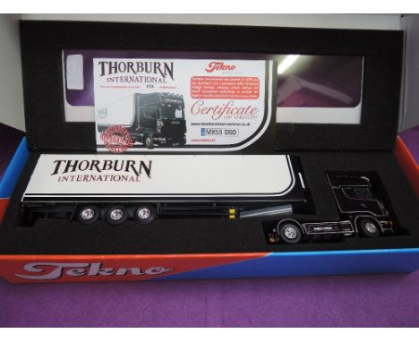 A Tekno 1:50 scale diecast, Scania fridge trailer, Thorburn International, limited edition 56/250, with mirrors, boxed 58784