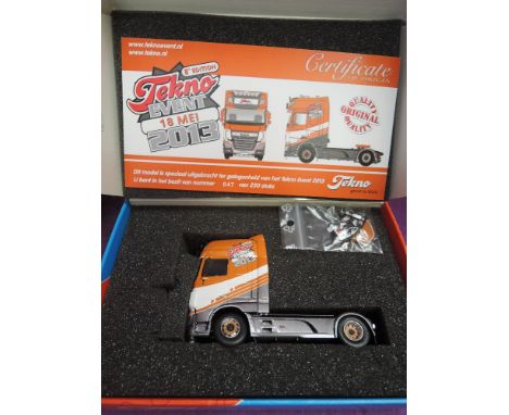 A Tekno 1:50 scale diecast, DAF tractor unit, Tekno Event 2013, limited edition, 47/250 with mirrors, boxed 64958