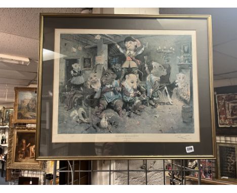 SIGNED LTD EDITION PRINT - D'ARTAGNAN AND THE THREE MOUSEKETEERS 63CMS X 75CMS OUTER FRAME 